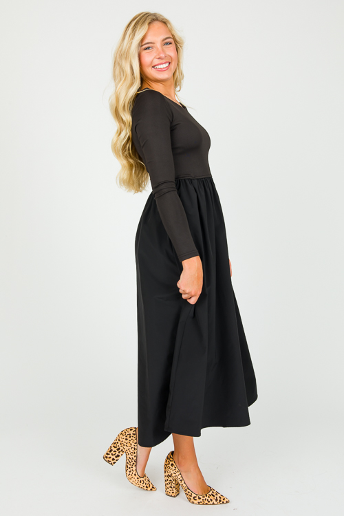 Knit Bodice Midi, Black