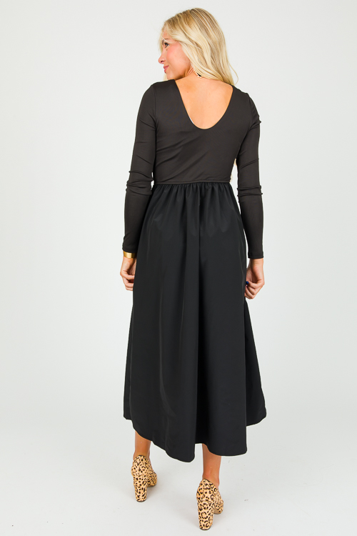 Knit Bodice Midi, Black