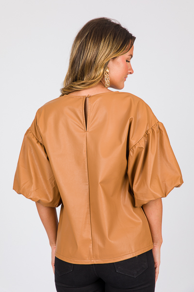 Asher Leather Top, Camel