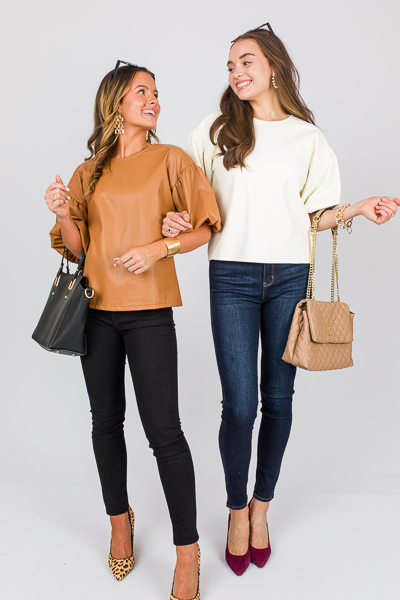Asher Leather Top, Camel