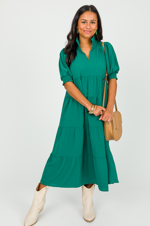 Kiki Collared Midi, Forest Green