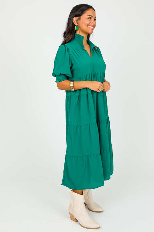 Kiki Collared Midi, Forest Green
