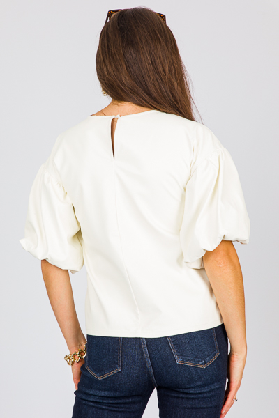 Asher Leather Top, Cream