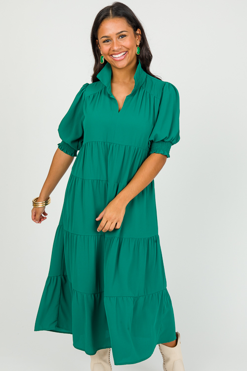 Kiki Collared Midi, Forest Green