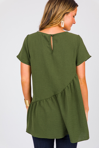 Aubree Slant Seam Top, Olive