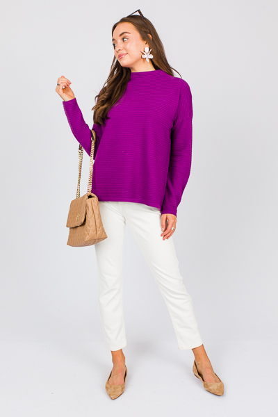 Kiara Rib Sweater, Eggplant