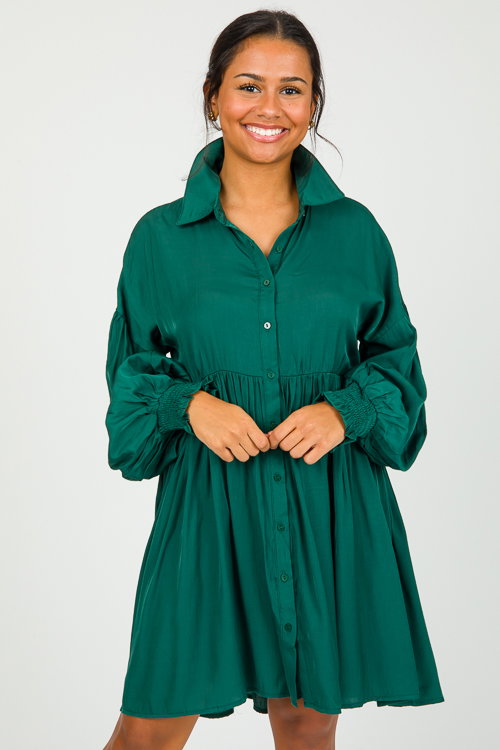slim fit dress slacks Rubi Green Babydoll Mini Dress - US 16