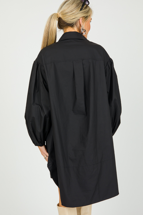 Calee Poplin Shirt Dress, Black