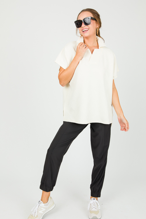 Textured Collar Tunic, Cream