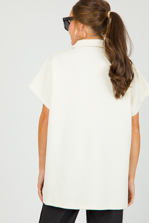 Textured Collar Tunic, Cream