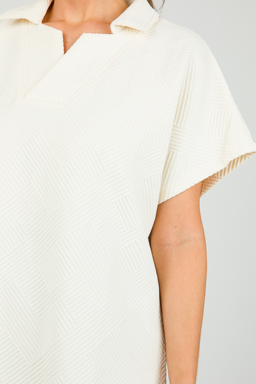 Textured Collar Tunic, Cream