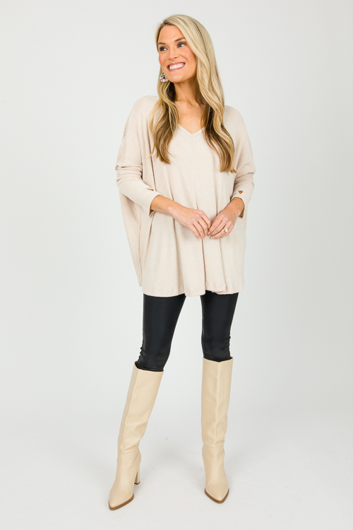 Brushed Rib Knit Top, Oatmeal