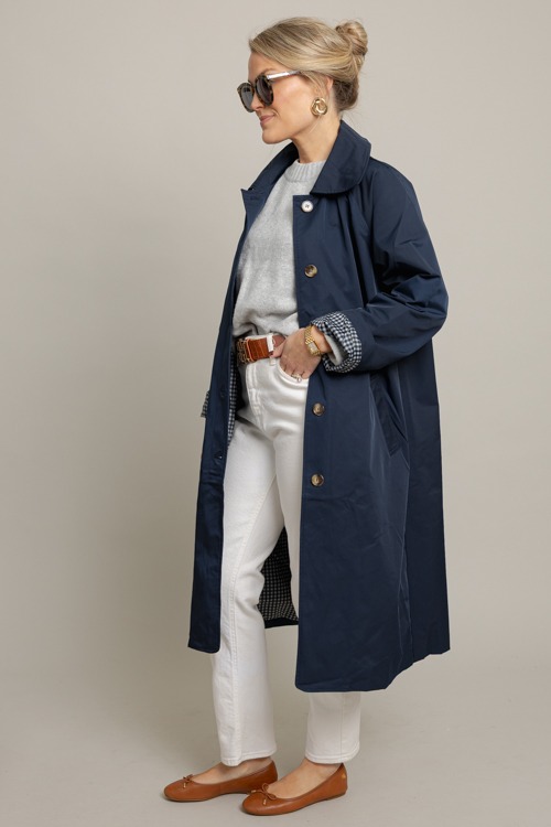 Checking In Trench Coat, Navy