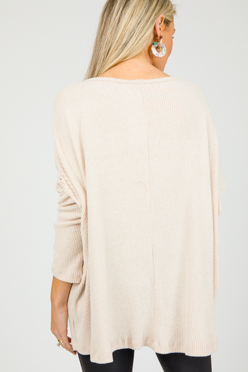 Brushed Rib Knit Top, Oatmeal