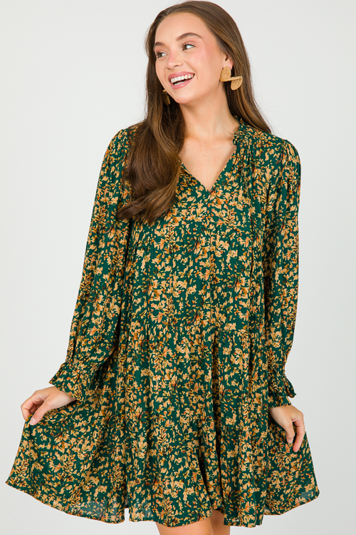 Floral Tiered Babydoll, Hunter