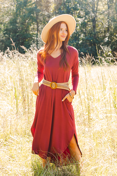 Brushed Knit Maxi, Rust