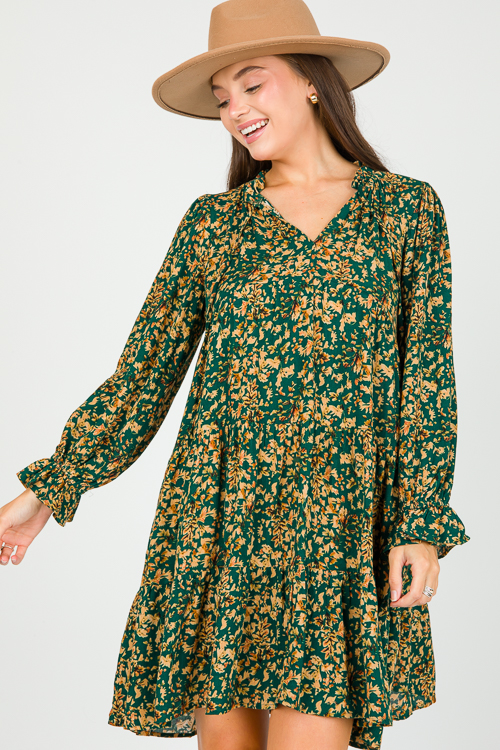 Floral Tiered Babydoll, Hunter