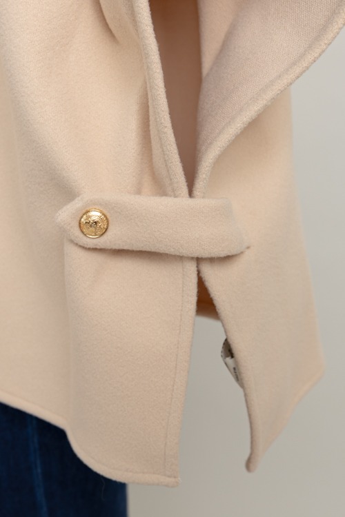Suede Trim Button Cape, Taupe - 1006-26.jpg