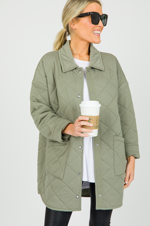 Quilted Diamonds Jacket, Olive