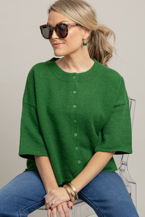 Half Sleeve Button Sweater, Amazon