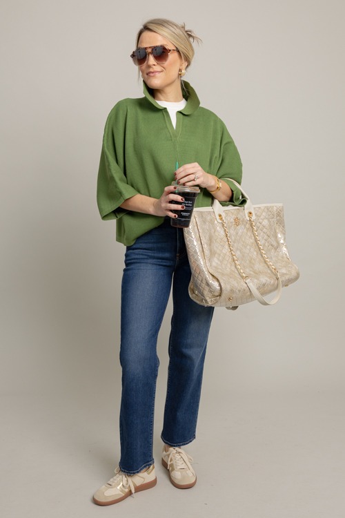 Ashton Collared Sweater, Olive