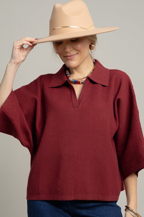 Ashton Collared Sweater, Burgundy - 1007-122.jpg
