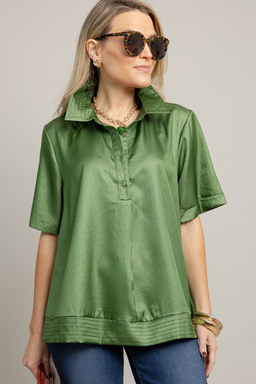 Shimmering Collared Shirt, Green