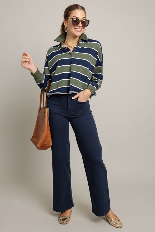 Stripe Polo Top, Olive Navy - 1007-15h.jpg
