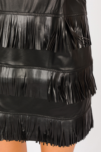 Leather Fringe Dress, Black