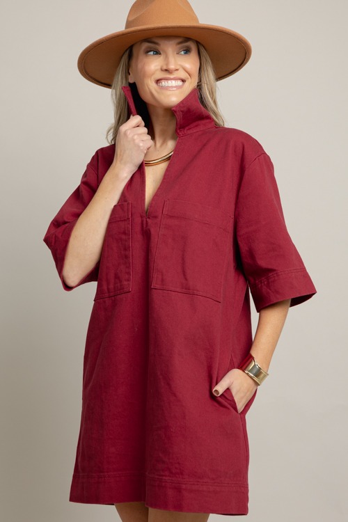 Baylor Dress, Burgundy