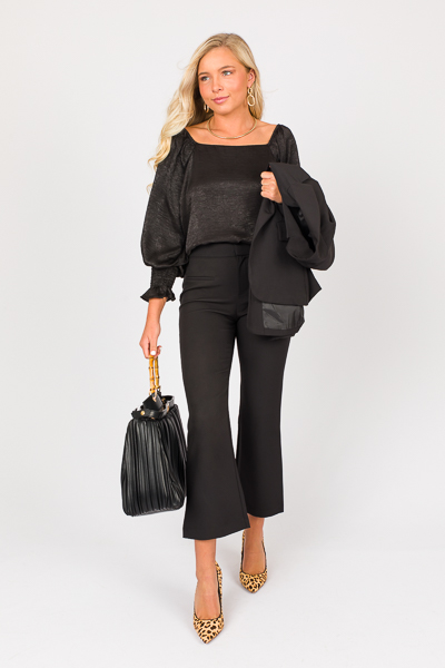Layered Satin Top, Black