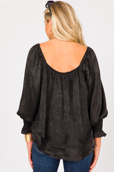 Layered Satin Top, Black