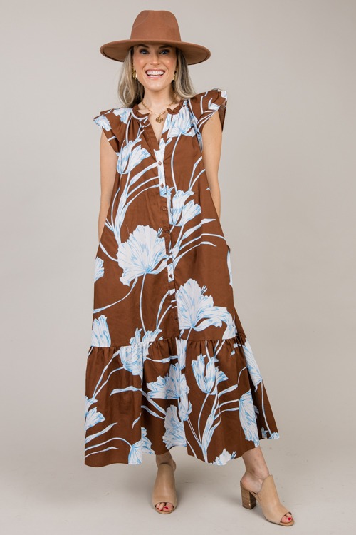 Floral Button Up Midi, Brown - 1007-70.jpg