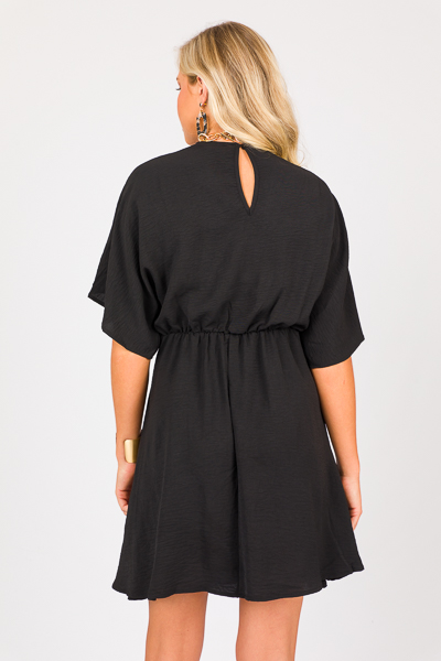 Knotted V-Neck Dress, Black