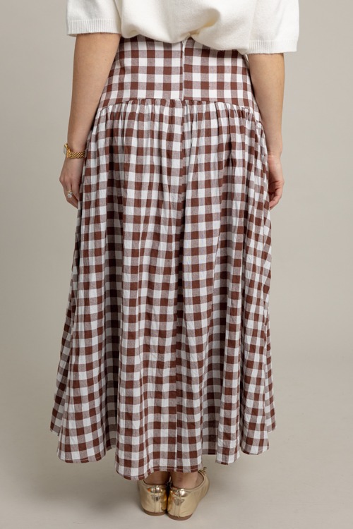 Gingham Check Maxi Skirt, Brown - 1007-90.jpg