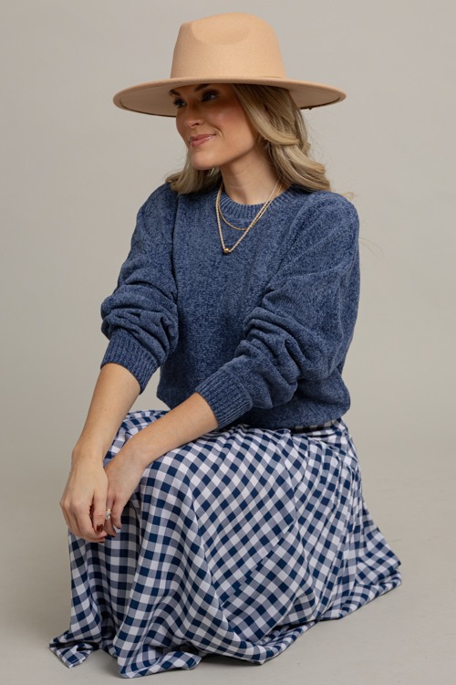 Gingham Check Maxi Skirt, Navy - 1007-99.jpg