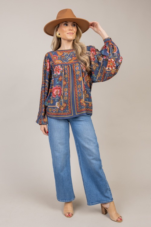 Floral Print Top, Denim Blue - 1008-112.jpg