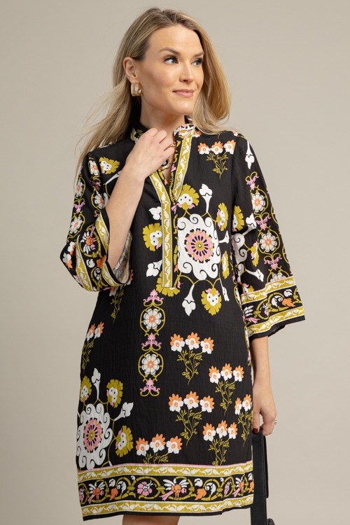 Holland Floral Dress, Black