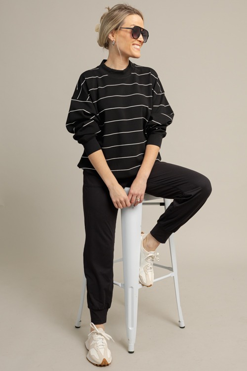 Stripe Scuba Pullover, Black