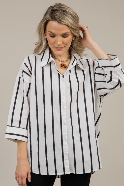 Button Down Stripe Tunic, Black - 1009-102.jpg