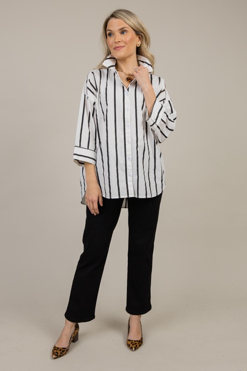 Button Down Stripe Tunic, Black - 1009-104.jpg