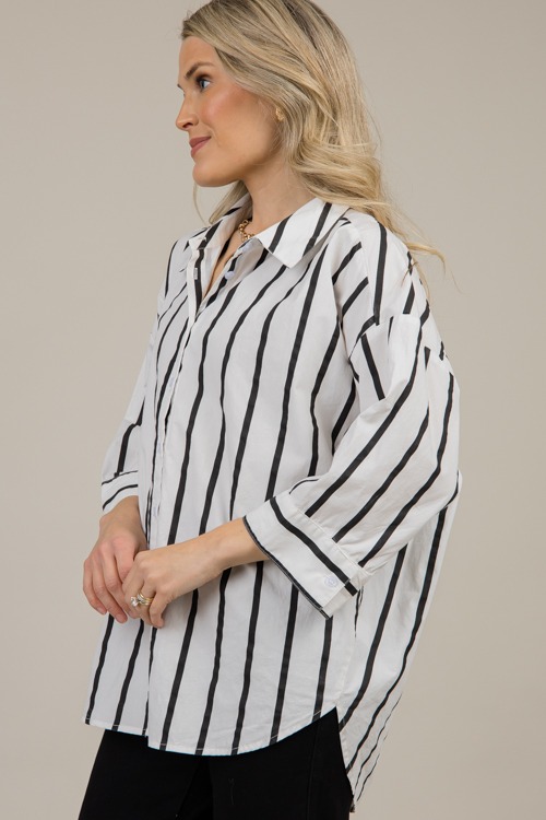 Button Down Stripe Tunic, Black - 1009-105.jpg