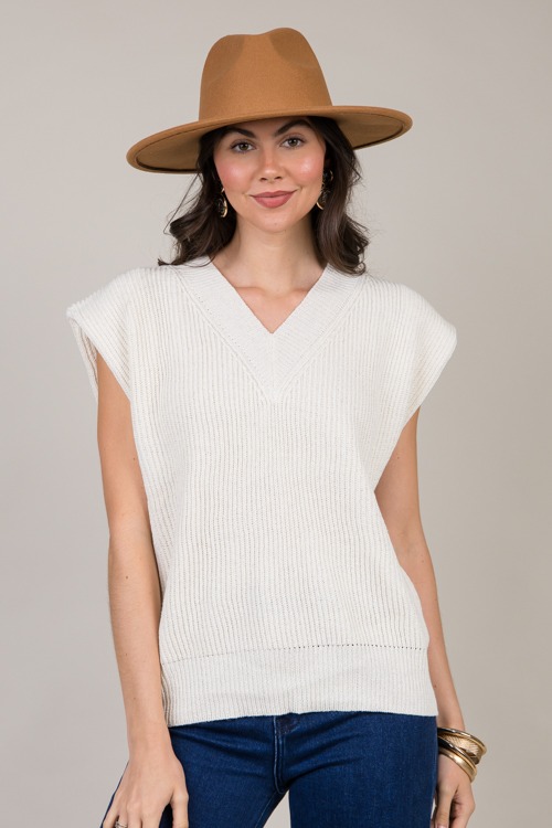 Sandra V-Neck Sweater, Cream