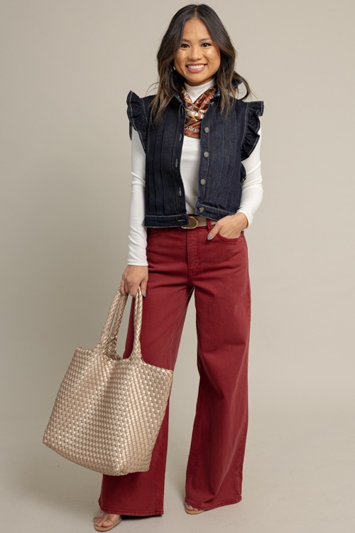 Paige Palazzo Jeans, Dark Cherry