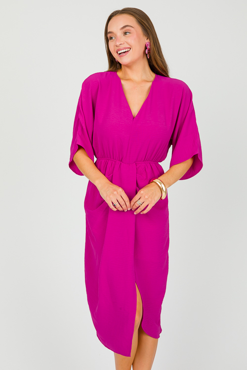 Kimono Sleeve Midi, Magenta
