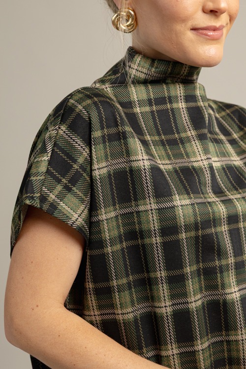 Plaid Mock Neck Top, Green - 1009-42h.jpg