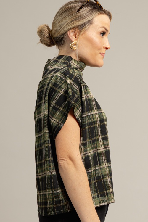 Plaid Mock Neck Top, Green - 1009-44.jpg