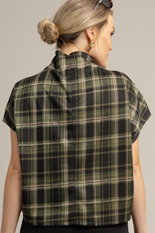 Plaid Mock Neck Top, Green - 1009-45.jpg