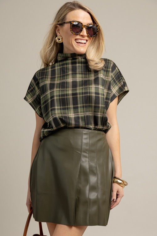 Pleated Leather Skirt, Olive - 1009-46.jpg