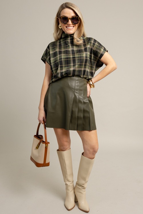 Pleated Leather Skirt, Olive - 1009-47.jpg
